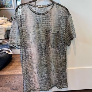 Acne studios Batumy sheer green crocodile print tee
